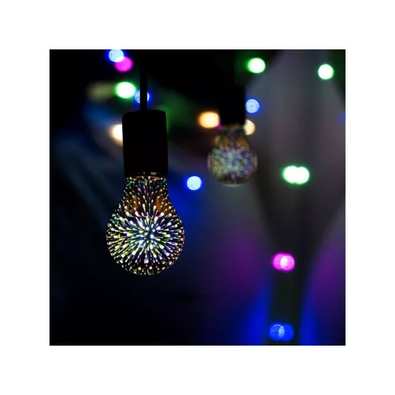 E27 LED izzó Designer 3D csillám effekt filament (3W/300°) Körte - meleg fehér