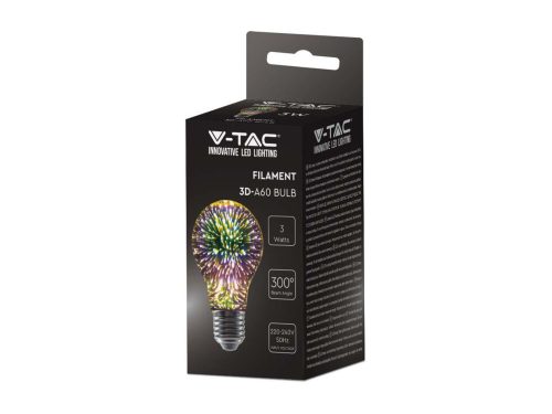 E27 LED izzó Designer 3D csillám effekt filament (3W/300°) Körte - meleg fehér