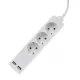Hosszabbító 3-as elosztóval (3 földelt + 2 USB) fehér - 1.5 m vezetékkel