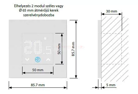 Finder 1T.T1 digitális szobatermosztát szerelvénydobozba süllyeszthető