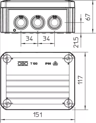 Kötődoboz 150x116x67 IP66
