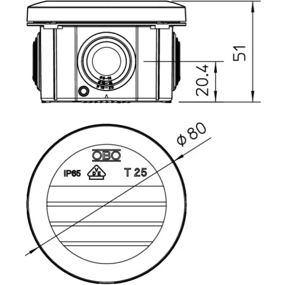 Kötődoboz D80x51 IP66