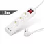 Elosztó 3-as - 3 x 1,5 mm - 1,5 m - 2 x USB-vel - kapcsolós