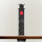 Irodai asztalba rejtett elosztó 3db dugalj kerek szálcsiszolt