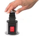 Irodai asztalba rejtett elosztó 3db dugalj kerek szálcsiszolt