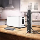 Irodai asztalba rejtett elosztó 3db dugalj + 2db USB kerek szálcsiszolt