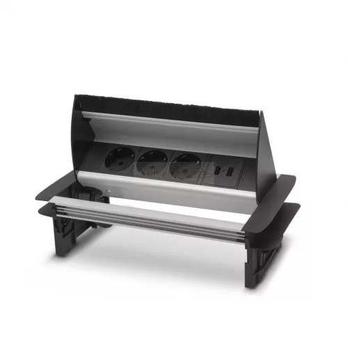 Irodai asztalba rejtett elosztó 3db dugalj + 2db USB csatlakozóval