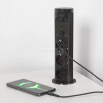   Motoros rejtett elosztó - "Touchcontrol" - 3-as + USB + Type-C - fekete