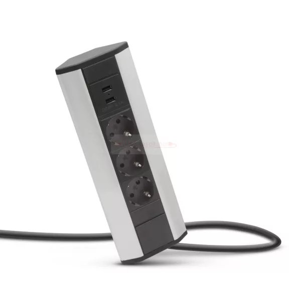 Sarokelosztó 3db gyermekvédelemmel ellátott dugaljjal + 2db USB