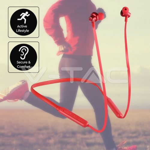 Bluetooth headset és fülhallgató Sport (500 mAh akkuval) piros