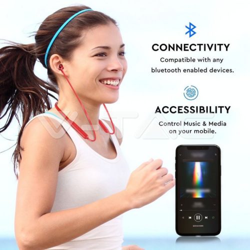Bluetooth headset és fülhallgató Sport (500 mAh akkuval) piros