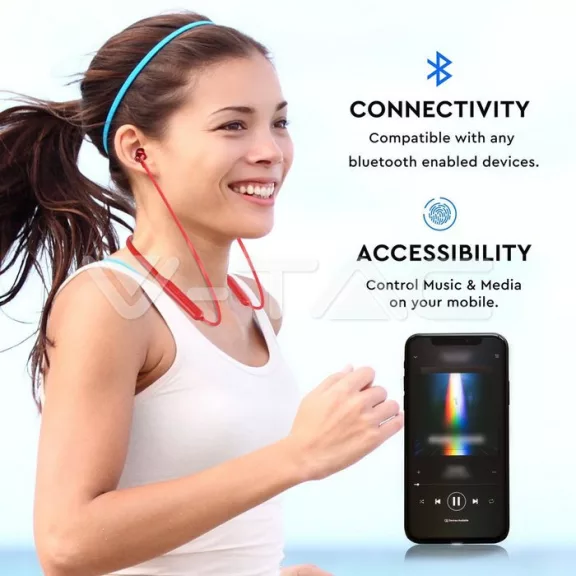 Bluetooth headset és fülhallgató Sport (500 mAh akkuval) piros