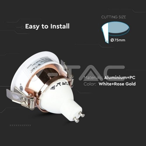 Billenthető kör alakú spot lámpatest, fehér - rózsaarany