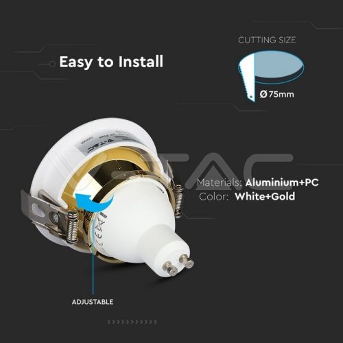 Billenthető kör alakú spot lámpatest, fehér - gold