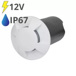   LED talajlámpa 4 nyílással (1W/10lm) meleg fehér IP67, fehér - 12V!