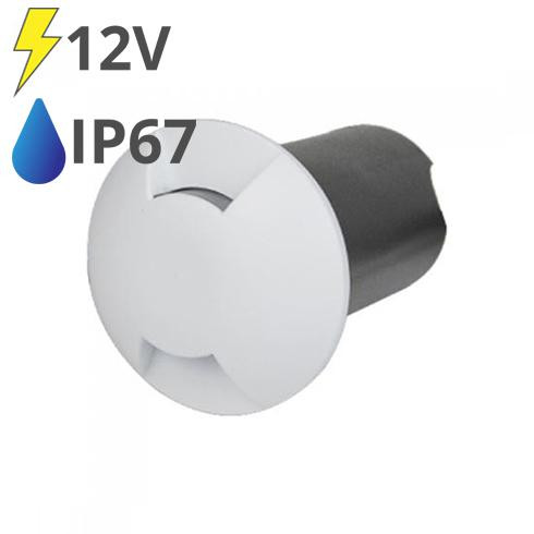 LED talajlámpa 2 nyílással (1W/10lm) meleg fehér IP67, fehér - 12V!