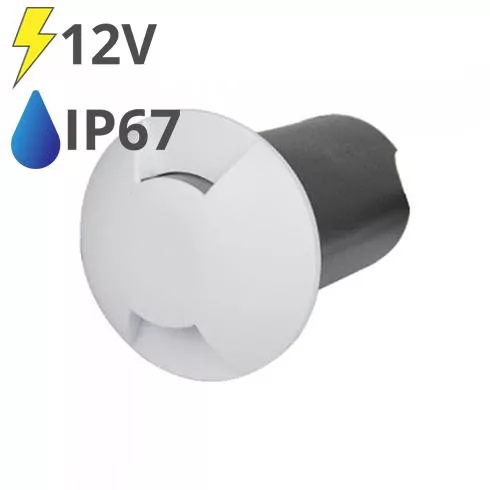 LED talajlámpa 2 nyílással (1W/10lm) meleg fehér IP67, fehér - 12V!