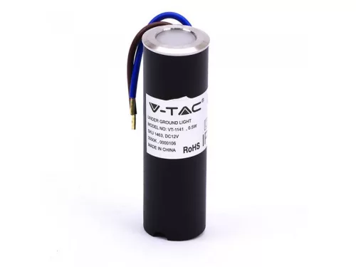 LED talajlámpa (0,5W/5lm) meleg fehér IP67, Fekete-ezüst, - 12V!