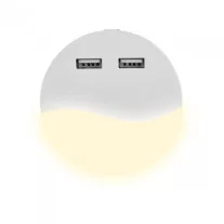   Éjszakai irányfény LED lámpa (0.45W - kör) 2db USB csatlakozóval, természetes fehér, Samsung Chip