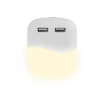   Éjszakai irányfény LED lámpa (0.45W - négyzet) 2db USB csatlakozóval, természetes fehér, Samsung Chip