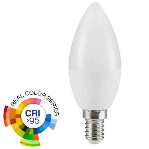 LED lámpa E14 (5,5W/200°) Gyertya, természetes fehér (CRI95 - RealColor)