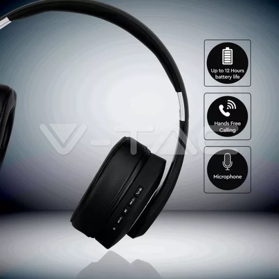 Bluetooth fejhallgató (500 mAh akkuval) fekete