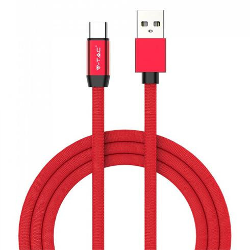 Ruby USB - USB-C pamut-szövetkábel (1 méter) piros - USB 2.0