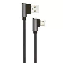   Diamond L alakú USB - Micro USB nejlon-szövetkábel (1 méter) fekete - USB 2.0