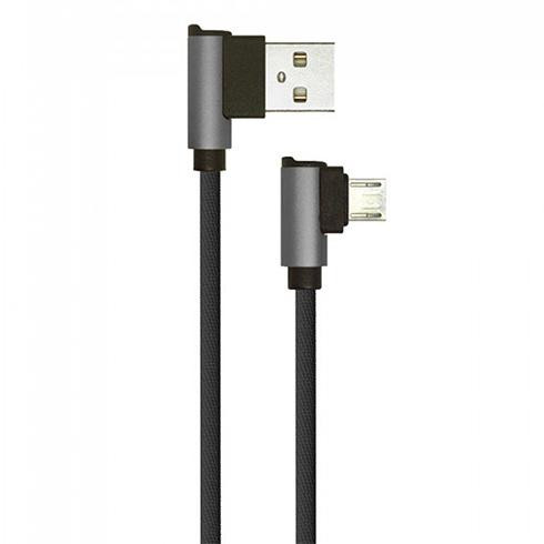 Diamond L alakú USB - Micro USB nejlon-szövetkábel (1 méter) fekete - USB 2.0