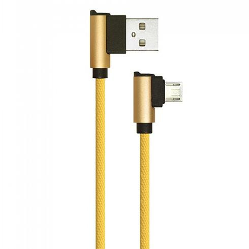 Diamond L alakú USB - Micro USB nejlon-szövetkábel (1 méter) arany - USB 2.0