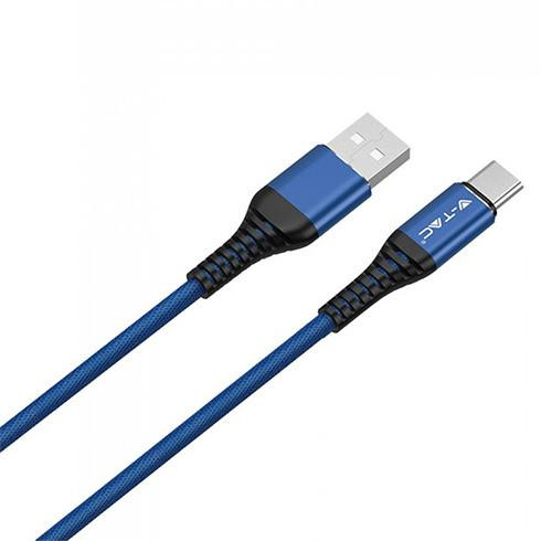 Gold törésgátlós USB - USB-C nejlon-szövetkábel (1 méter) kék - USB 2.0