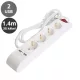 Hosszabbító 4-es elosztóval, kapcsolóval (4 földelt + 2 USB) fehér - 1.4 m vezetékkel
