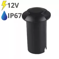  LED talajlámpa 2 nyílással (1W/10lm) hideg fehér IP67, fekete - 12V!
