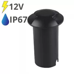   LED talajlámpa 2 nyílással (1W/10lm) hideg fehér IP67, fekete - 12V!