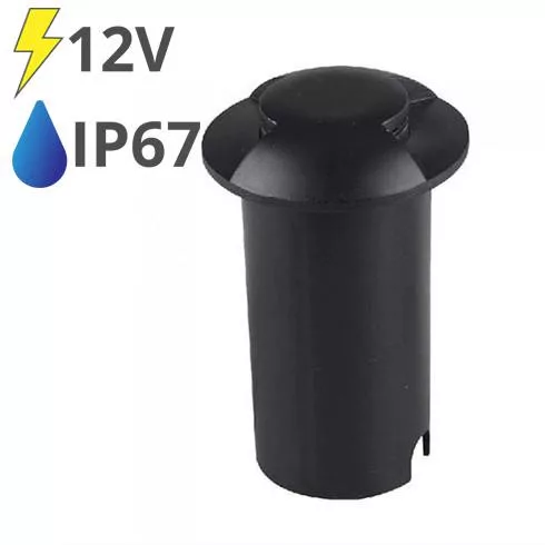 LED talajlámpa 2 nyílással (1W/10lm) hideg fehér IP67, fekete - 12V!