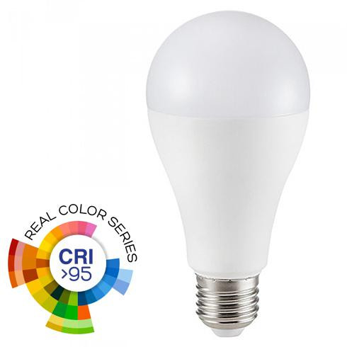 LED lámpa E27 (10W/200°) Körte, hideg fehér, CRI95 - RealColor