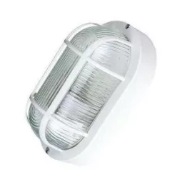 Hajólámpa ovális műanyag ráccsal max.100W zárt fehér