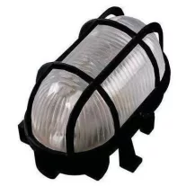 Hajólámpa ovális műanyag ráccsal max.100W zárt fekete