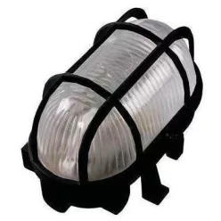 Hajólámpa ovális műanyag ráccsal max.100W zárt fekete