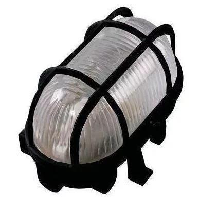 Hajólámpa ovális műanyag ráccsal max.100W zárt fekete