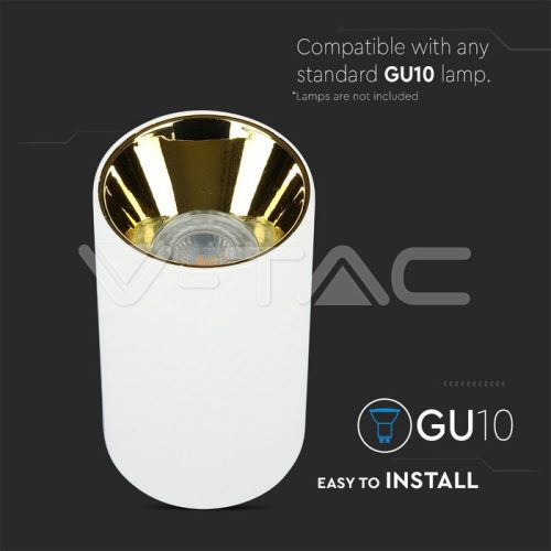 Alu spot falon kívüli lámpatest (kerek - GU10) arany