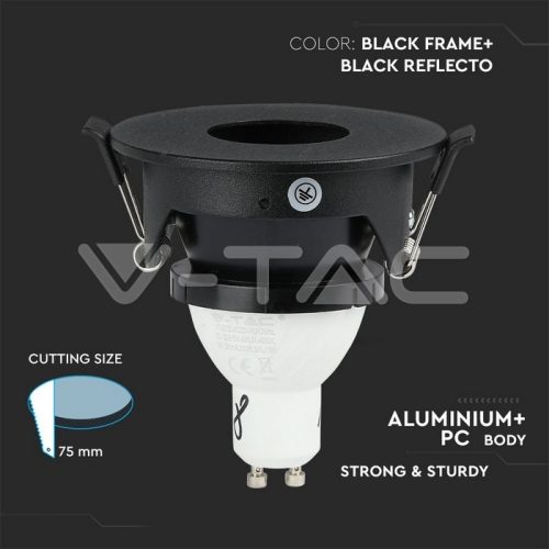 Billenthető kör alakú spot lámpatest, fekete