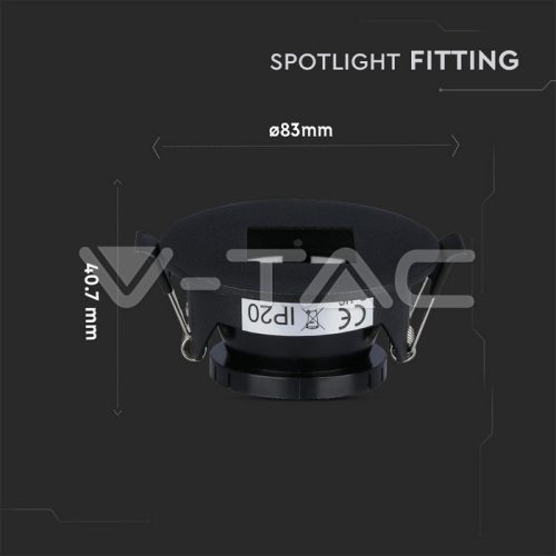 Billenthető kör alakú spot lámpatest, fekete