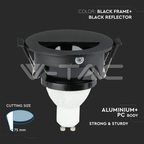 Billenthető kör alakú spot lámpatest, fekete (félkör forma)