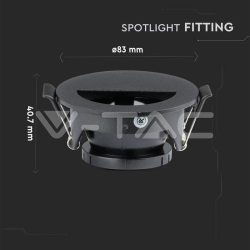 Billenthető kör alakú spot lámpatest, fekete (félkör forma)