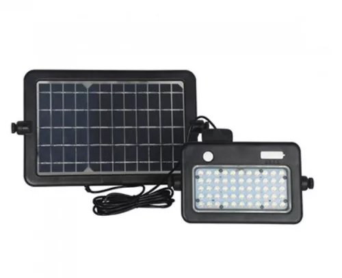 Napelem + akkus LED reflektor, hordozható, mozgásérzékelős - term fehér