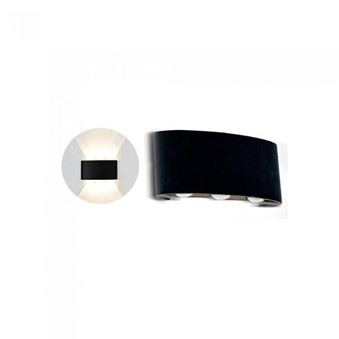 Design oldalfali LED lámpatest, 6W, fekete, természetes fehér