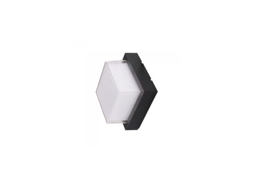 Oldalfali dekor lámpatest - fekete - négyzet (7W/550Lumen) meleg fehér
