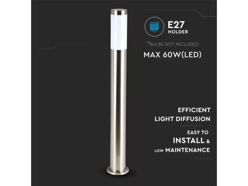Kültéri inox állólámpa E27 foglalattal, rozsdamentes acél, 80 cm