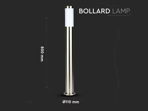 Kültéri inox állólámpa E27 foglalattal, rozsdamentes acél, 80 cm